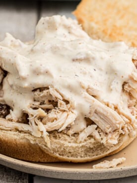 close up of made alabama chicken sandwich.