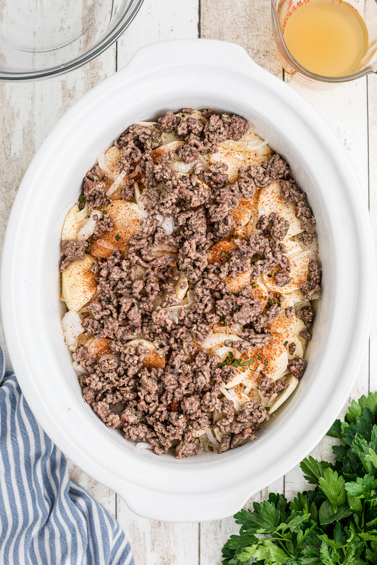 more ground beef on top.