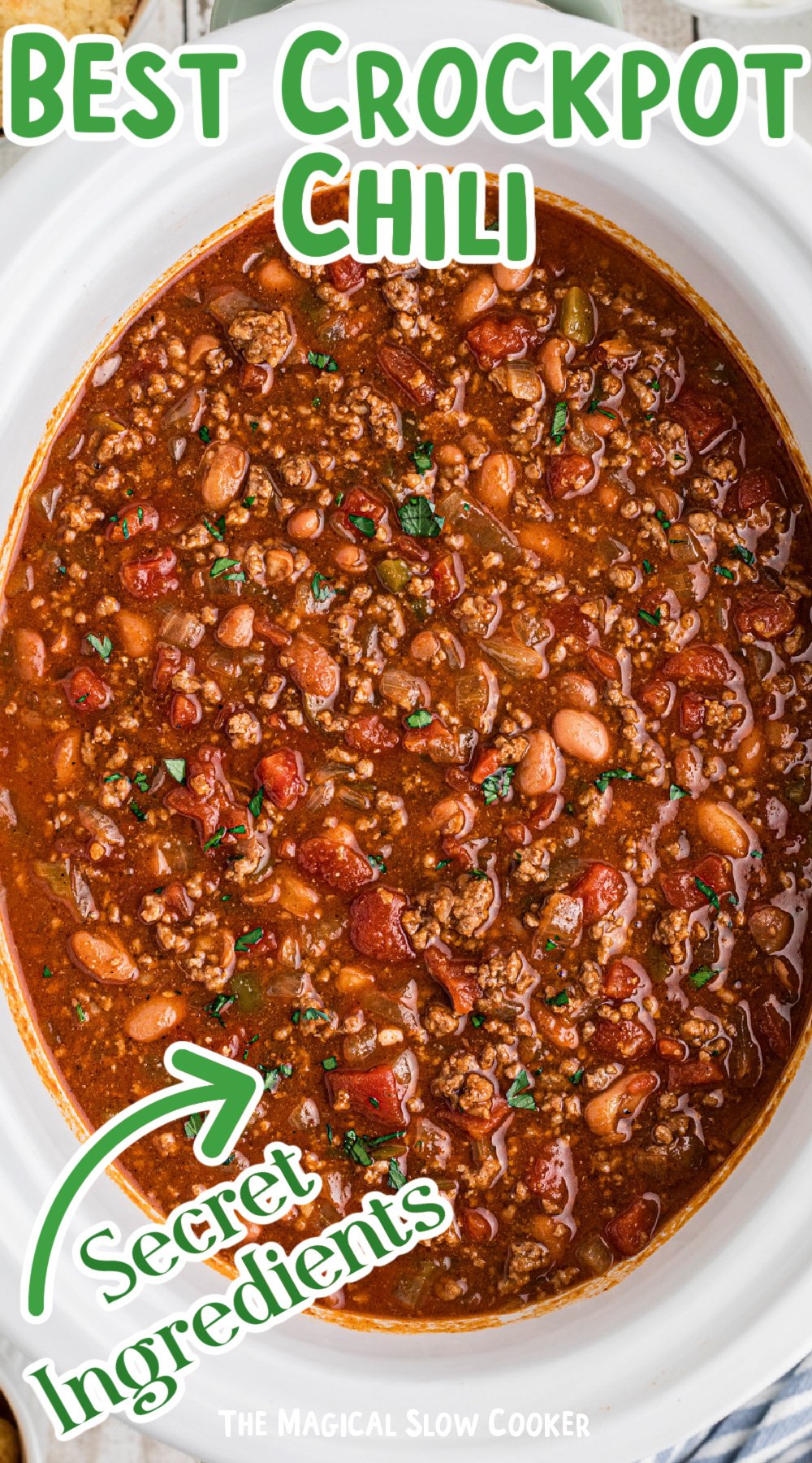 crockpot chili with text overlay for pinterst.