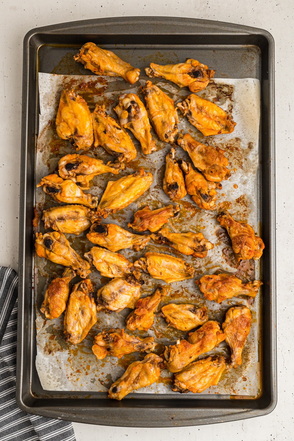 buffalo wings on a sheet pan.