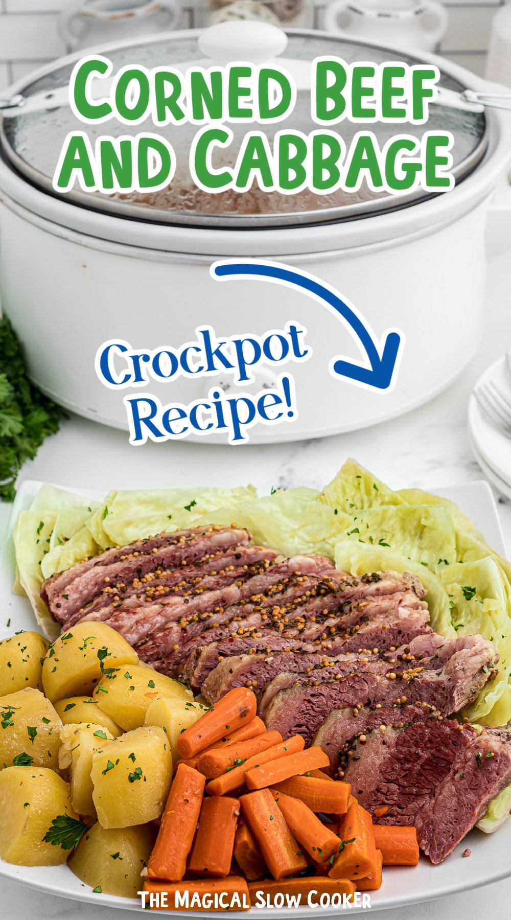 corned beef and cabbage recipe on a platter.