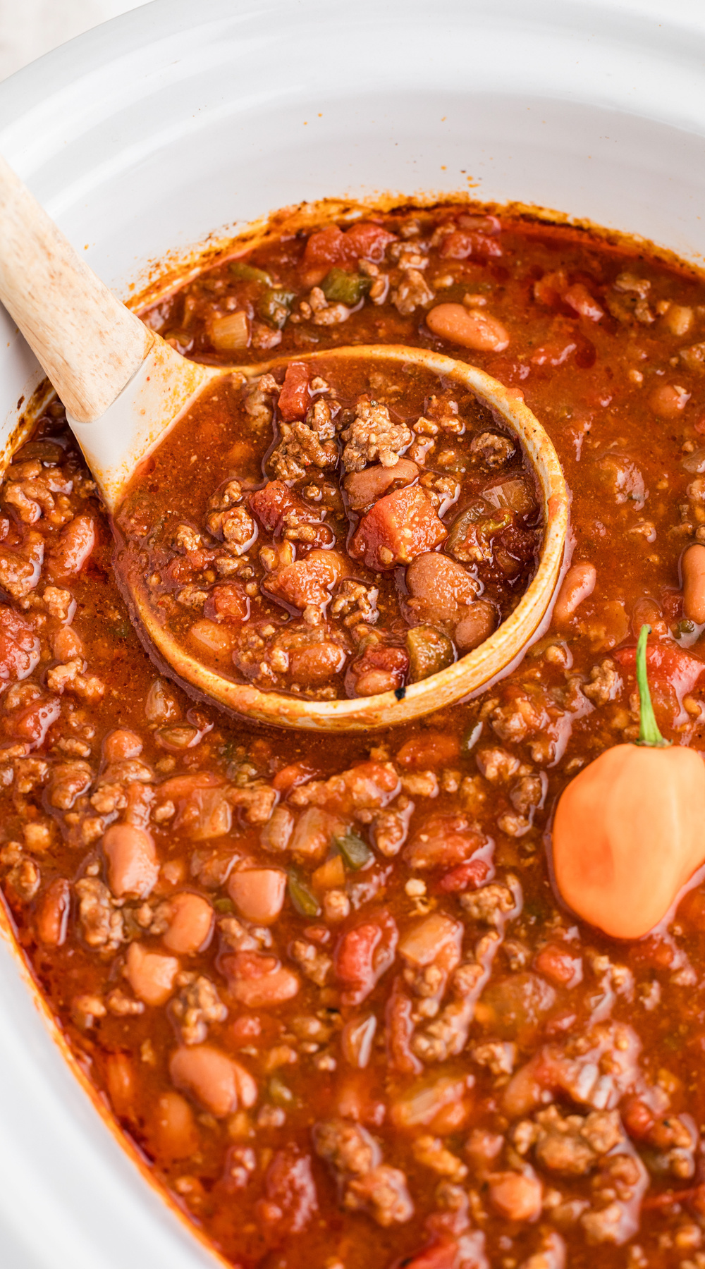 Long image of slow cooker habanero chili.