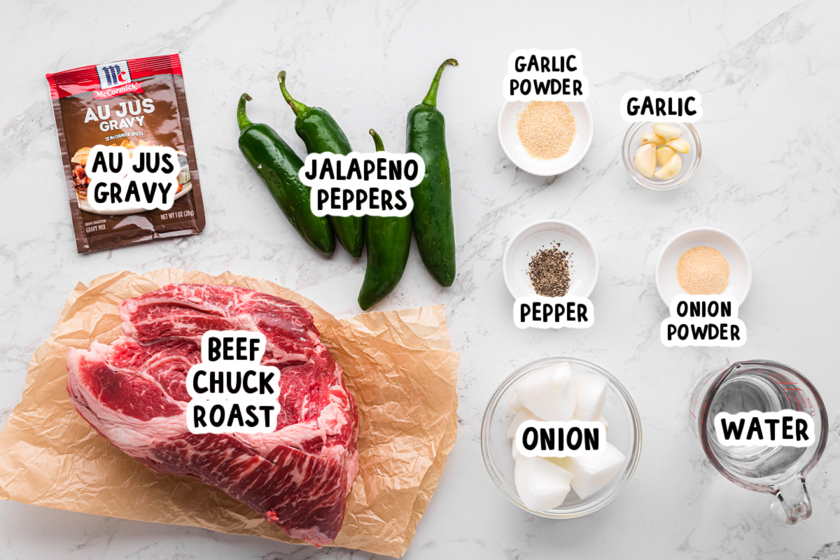 Ingredients for jalapeno beef sammies on a table.