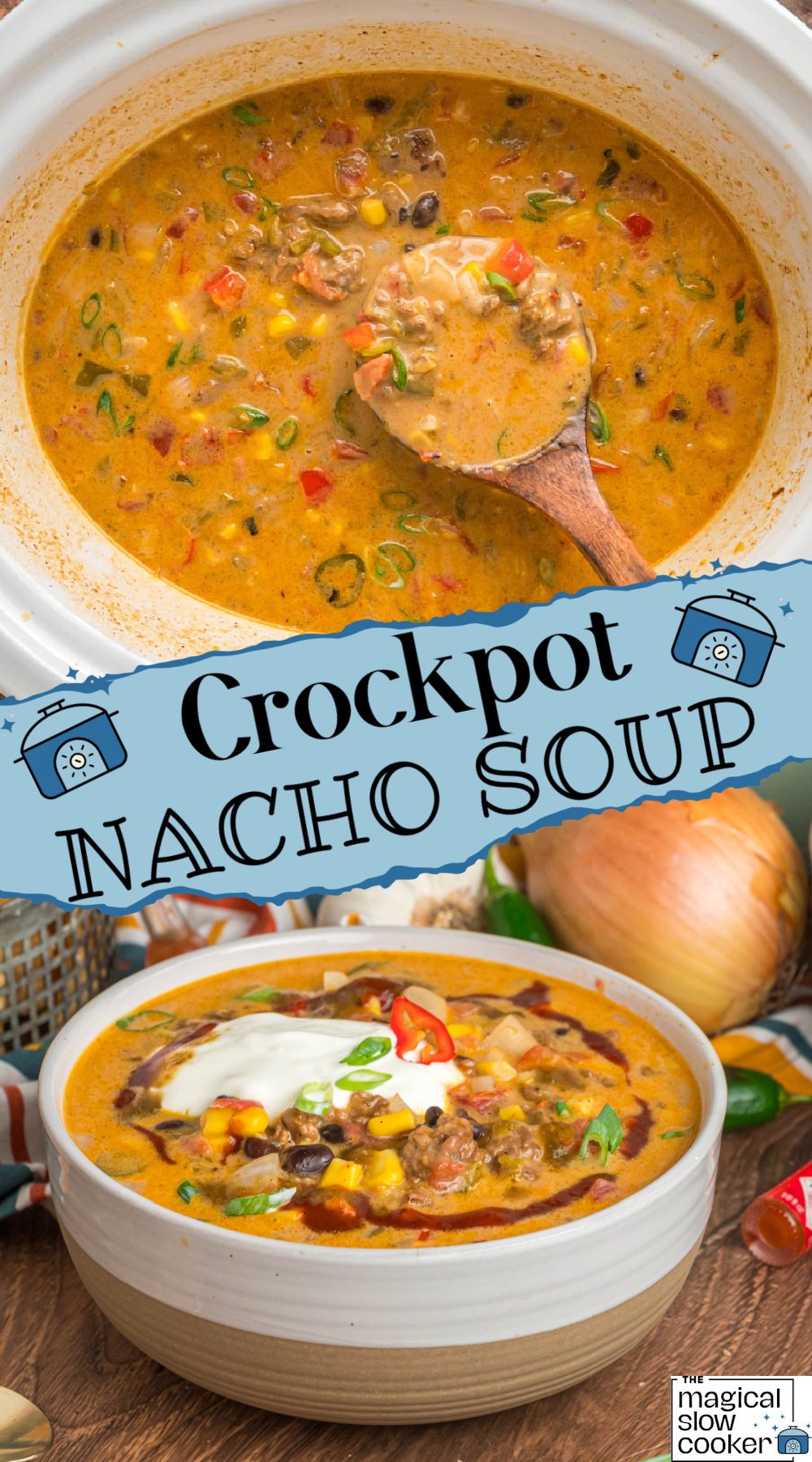 2 images of nacho soup