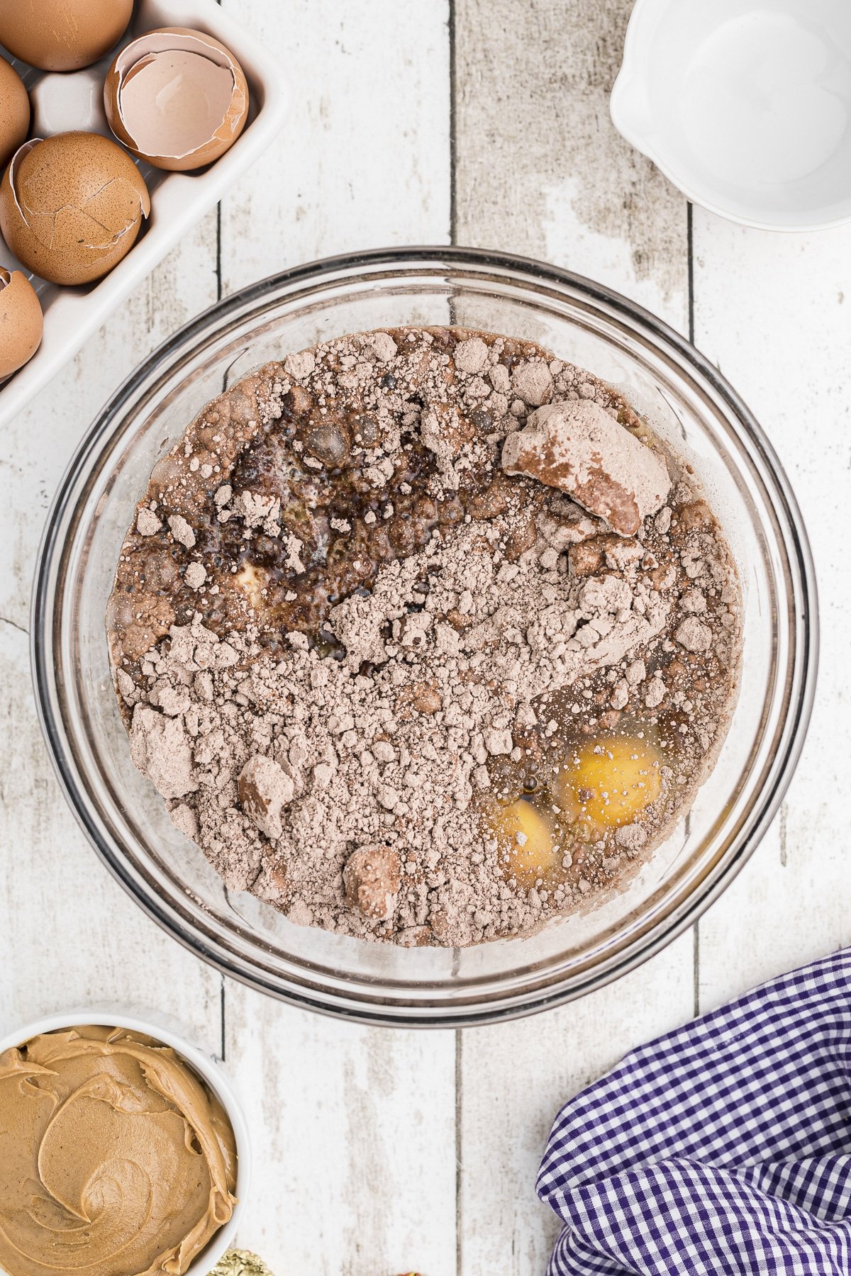 cake mix ingredients in a bowl.