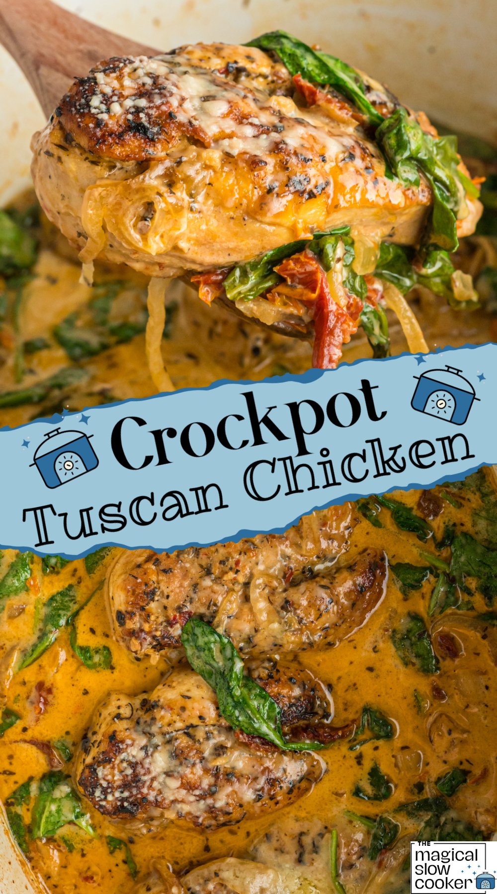 tuscan chicken in a slow cooker.