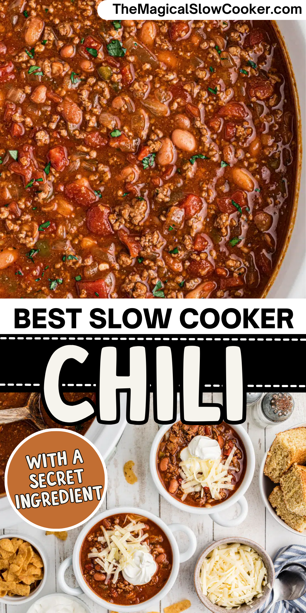 Long image slow cooker chili images for pinterest.