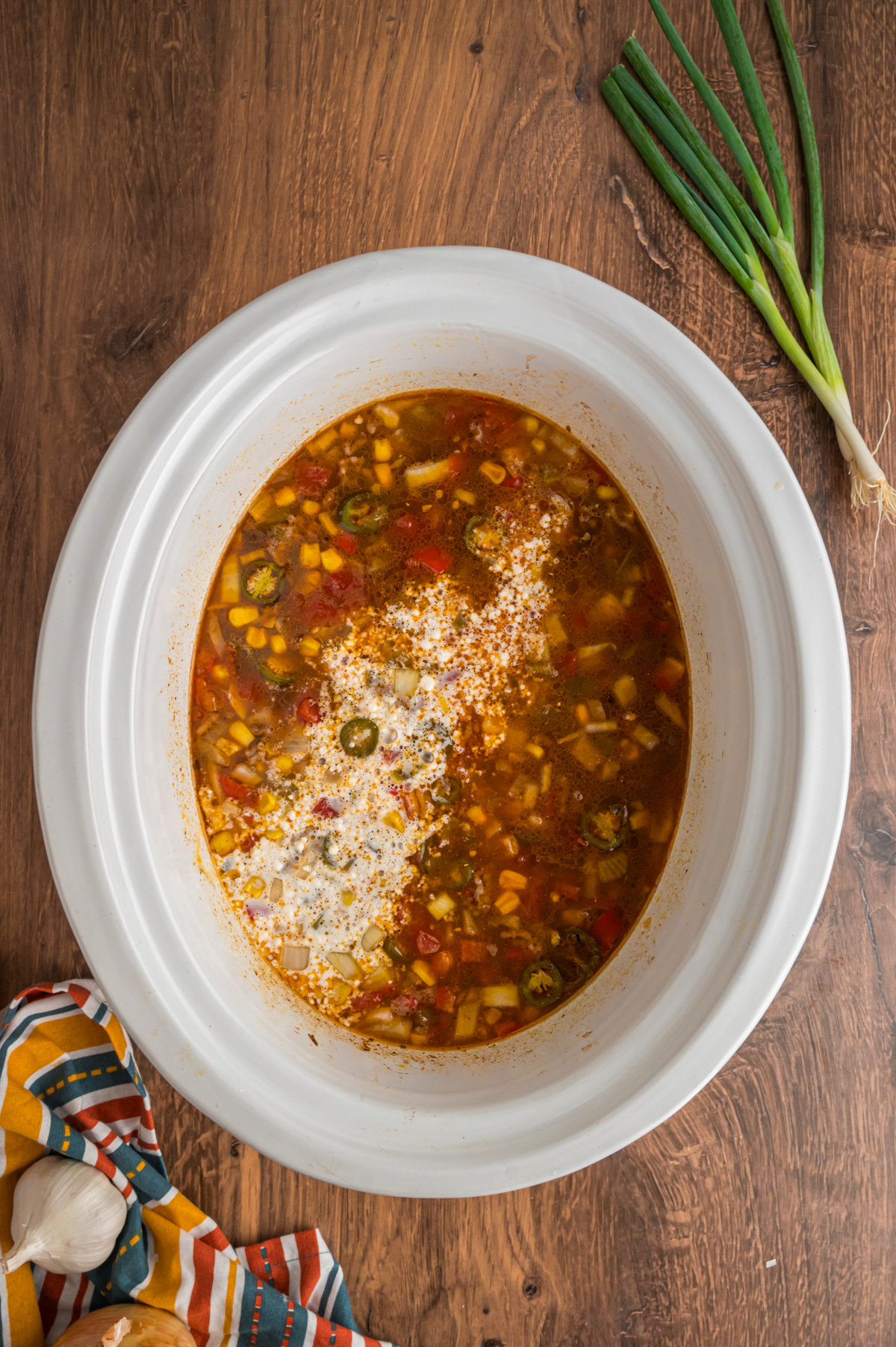 cooked nacho soup with roux added.