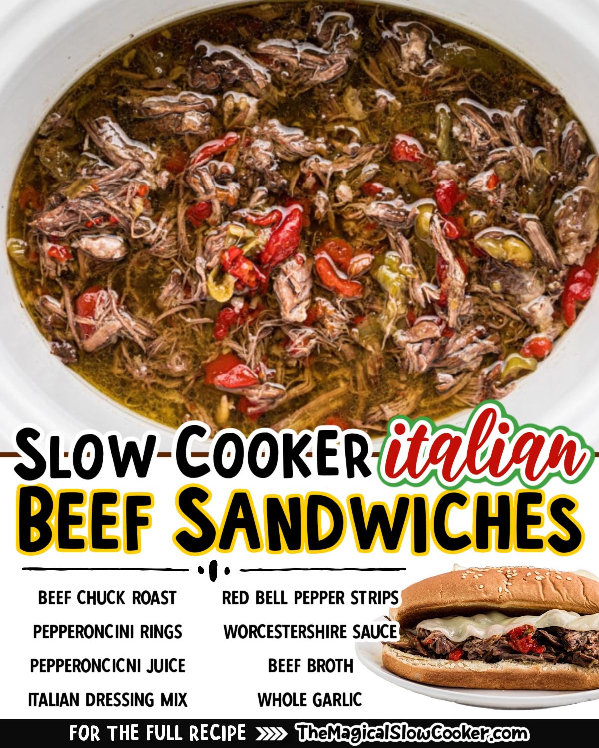 images of Italian beef with text of what the ingredients are.