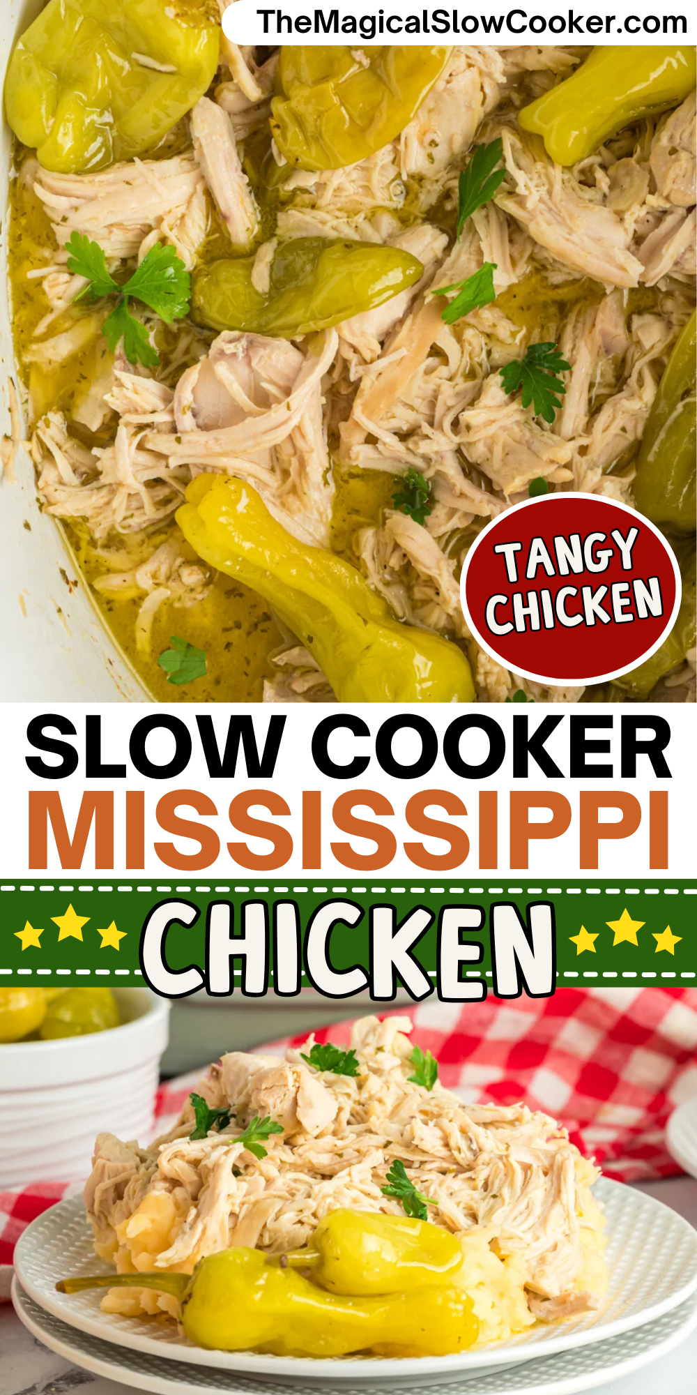 Mississippi chicken photos with text overlay for pinterest.